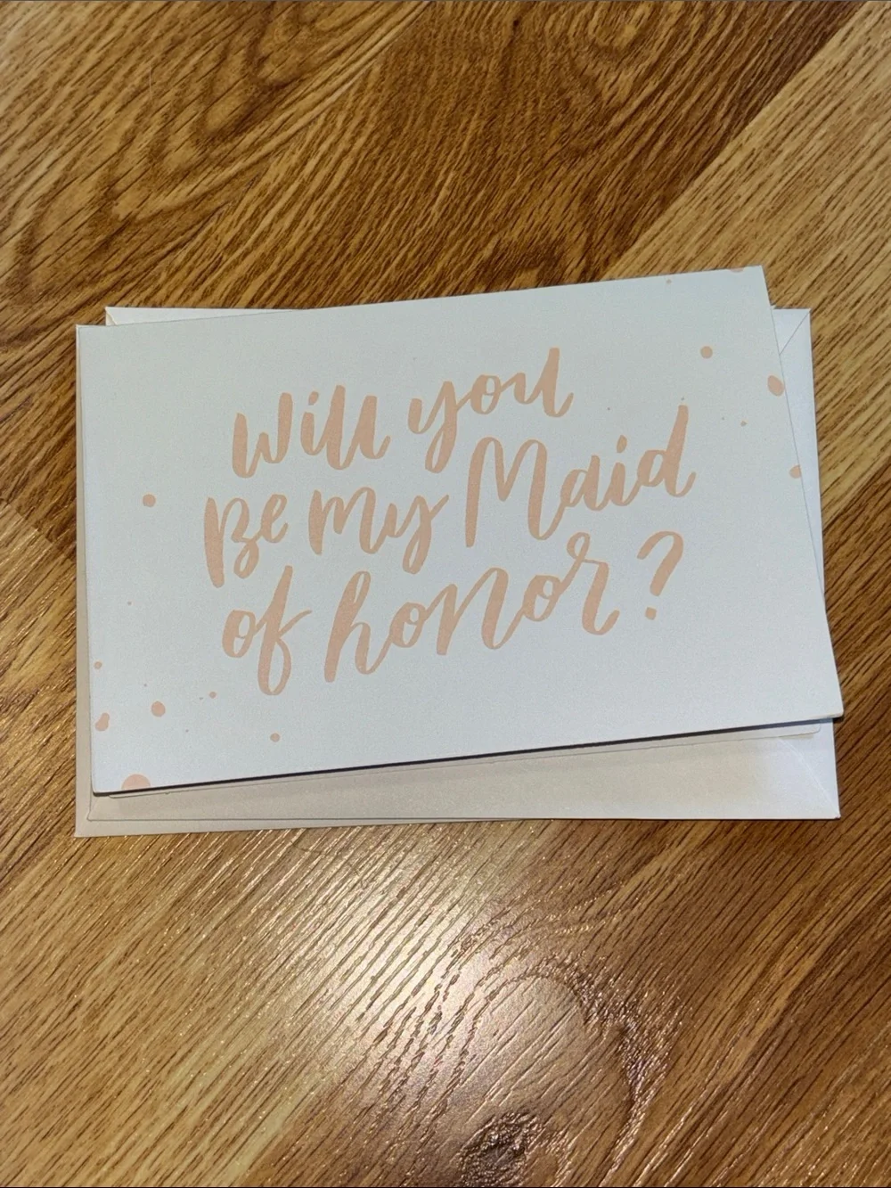 'Will You Be My Maid of Honor?' Wedding Card - Blush Script on White